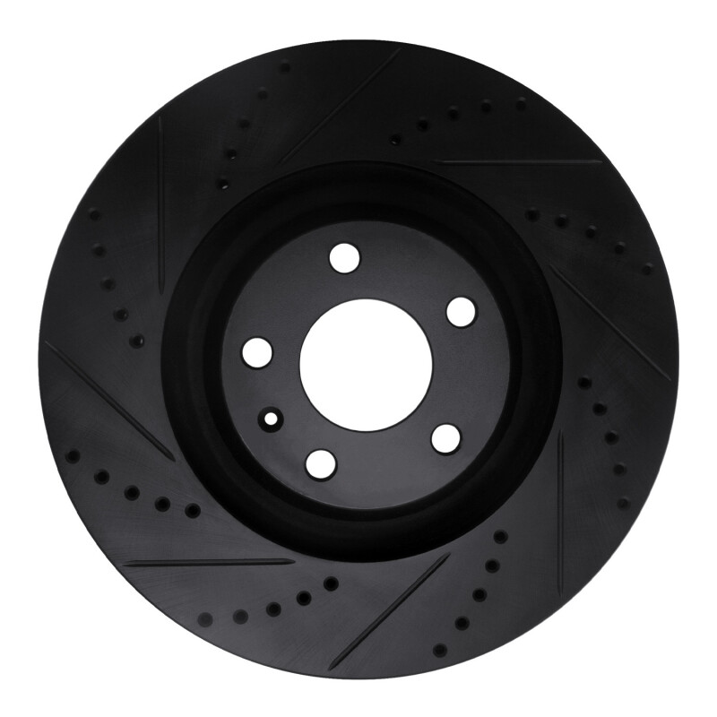 Audi A6 Quattro Brake Rotor (1) - Front Left - R1 Concepts - Drilled & Slotted - Black - `05-`11
